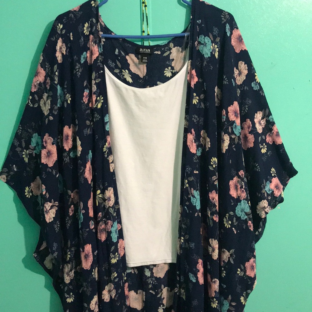 Floral Navy Kimono S-M